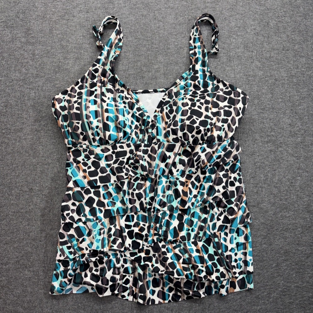 Swim Solutions Tankini Top Bust Support Float Island 3 Tier Size 14 Retail $72